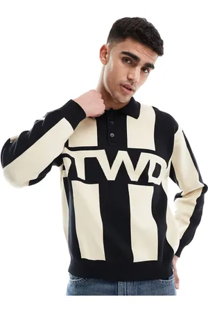 Pull&Bear Poloskjorte i strik med striber og STWD-logo