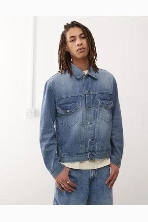 Weekday Blå oversized denimjakke med plisseringsdetalje foran