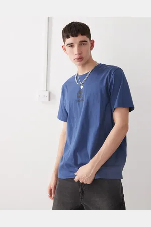 Timberland Marineblå T-shirt med centralt logomærke