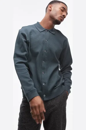 ARKET Cardigan i tekstureret jersey med polokrave