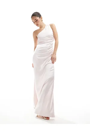 Six Stories Brudepiger - Pudderlyserød maxikjole med oneshoulder-snit i satin