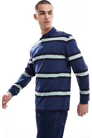 Fred Perry Og langærmet poloskjorte med tykke vandrette striber