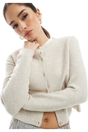 Pull&Bear Ecrufarvet mikro-cardigan i strik-Hvid