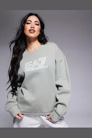 EA7 Armani - - Salviegrøn sweatshirt med centralt logo