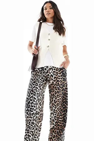 VERO MODA Pull-on-bukser med vide ben og leopardprint-Multifarvet