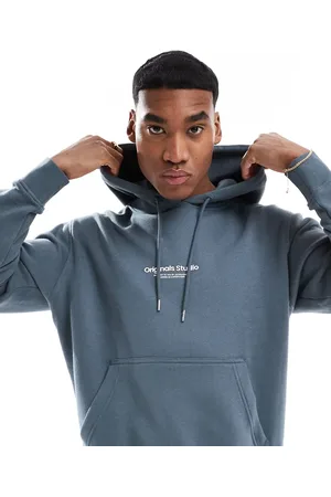 JACK & JONES Oversized blågrøn hættetrøje med logo på brystet