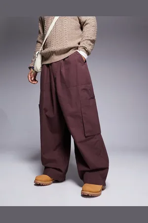 ASOS Brune cargobukser i oversized og baggy pasform med elastisk talje