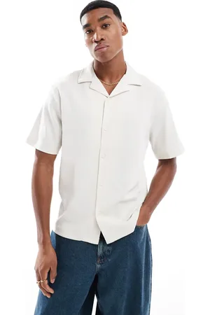 River Island Skjorte med tekstur og reverskrave-Hvid