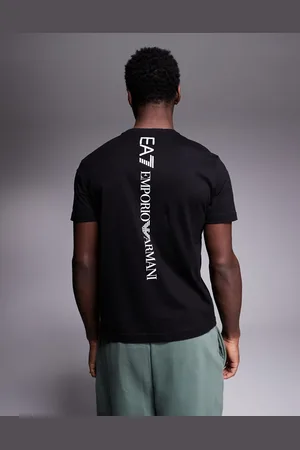EA7 Armani - - Sort T-shirt med rund hals og logo
