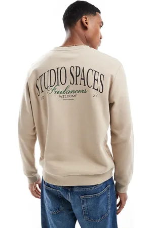 JACK & JONES Oversized og beige sweatshirt med 