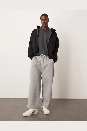 ASOS Cropped og gråmelerede joggingbukser med brede ben