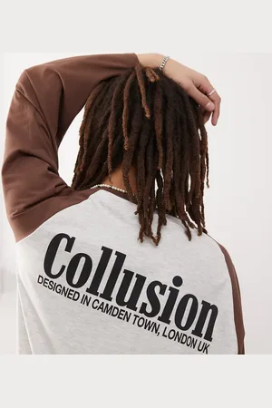 COLLUSION Brun- og gråmeleret raglan-T-shirt