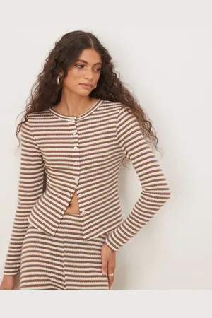 ASOS Tekstureret langærmet cardigan med striber - Del af sæt-Multifarvet