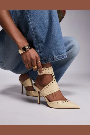 ASOS Power - Lysegule højhælede sko med nitter