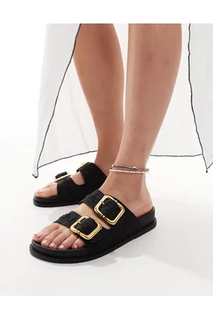 ASOS Faithful - Sorte sliders med formstøbt indersål og flettede detaljer