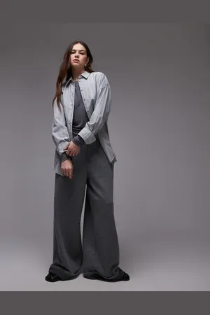 Topshop Forvasket skjorte med grå/blå striber-Multifarvet
