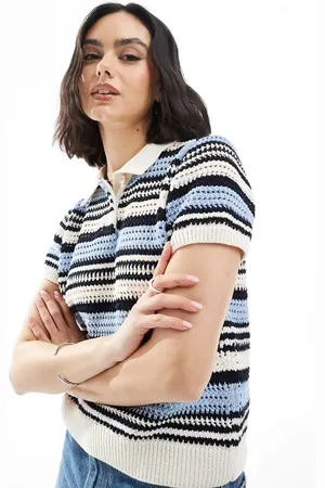 ASOS Kortærmet polotop med blå striber