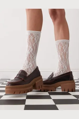 Timberland Everleigh - Bordeauxrøde loafers i læder med plateausål