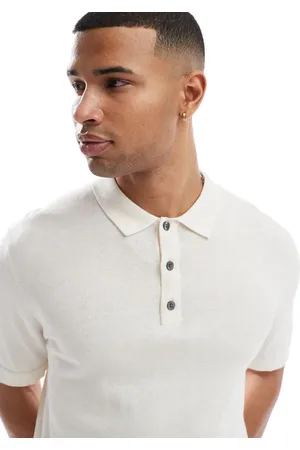 JACK & JONES Strikket og cremehvid poloskjorte