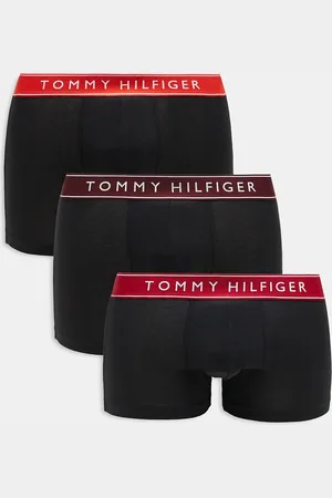 Tommy Hilfiger Everyday Essentials - Sorte boksershorts med rød linning i pakke med 3 par