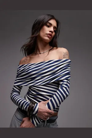 Topshop Bardot-top med offshoulder-snit og striber