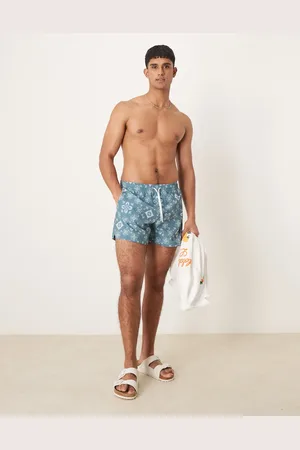 Abercrombie & Fitch Blå badeshorts med stretch og gitterprint