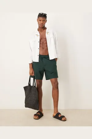 Abercrombie & Fitch Grønne 6-tommer-shorts i hør med tekstur og løbesnor