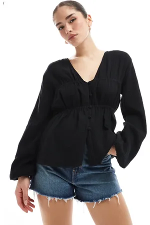 ASOS Smock-top med lange ærmer og knapper foran