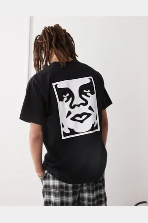 Obey Kraftig t-shirt med stort ikonprint på ryggen