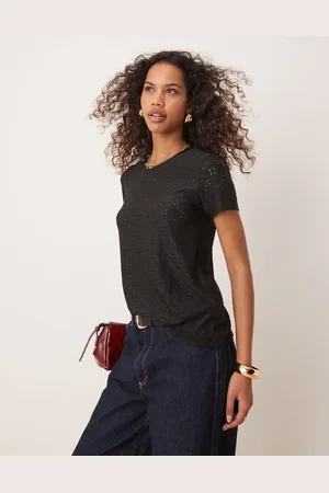 JDY T-shirt i broderie anglaise-jersey