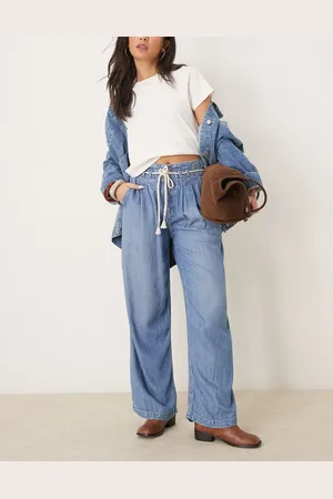 Free People Dakota - Lyseblå pull on-jeans med indsyning i taljen