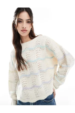 VERO MODA Striktrøje med multifarvet ombre-design-Hvid