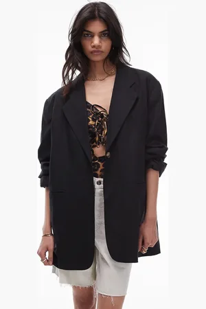 Topshop High Break - oversized blazer i hør