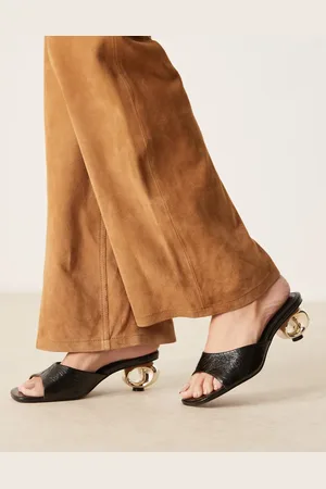 ASOS Holbrook - Sorte højhælede mules med hæl i metal
