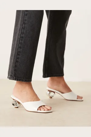 ASOS Holbrook - Hvide højhælede mules med metalhæl