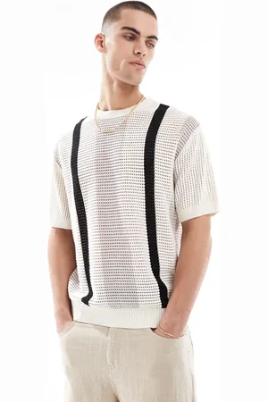 Bershka Strikket T-shirt med sorte striber