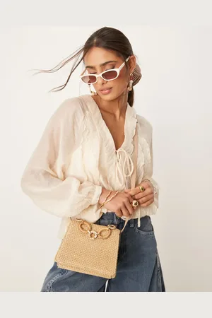 ASOS Crossbody-taske i strå med hank i resin