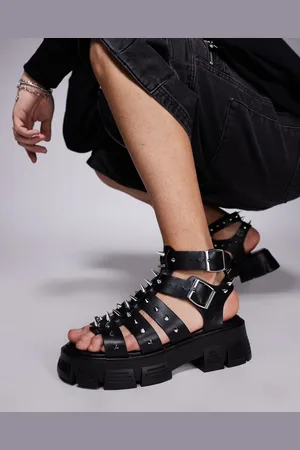 ASOS Sorte gladiator-sandaler med nitter og chunky sål