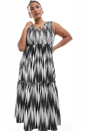 ASOS ASOS DESIGN Curve - Midi-sundress med V-hals og lagdelt nederdel i -Multifarvet