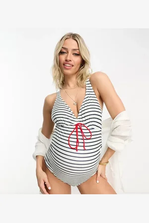 Mama;licious Mamalicious Maternity - Stribet badedragt i blå og -Multifarvet