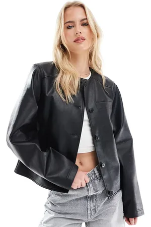 ASOS ASOS DESIGN Tall - og kraveløs jakke i læderlook med enkelt snit