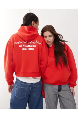 Reclaimed Unisex - Sort hættetrøje med firkantet pasform og logo
