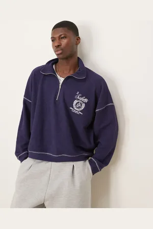 ASOS Oversized sweatshirt med sænkede skuldre, ståkrave og broderi
