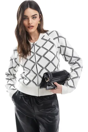 French Connection Odessa - Hvid vendbar cardigan med tern-Multifarvet