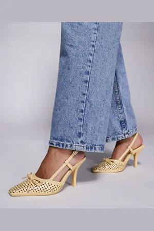 Public Desire Alchemy Laser Cute - Gule og høje hæle med hælrem og sløjfe