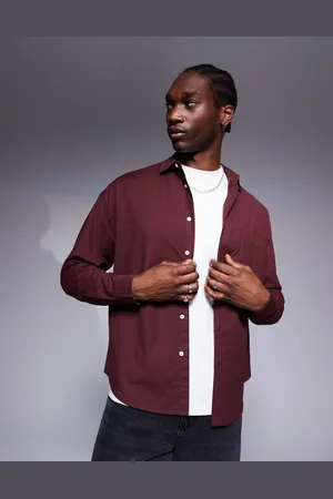 ASOS Oversized Oxford-skjorte i mørk bordeauxrød med firkantet pasform