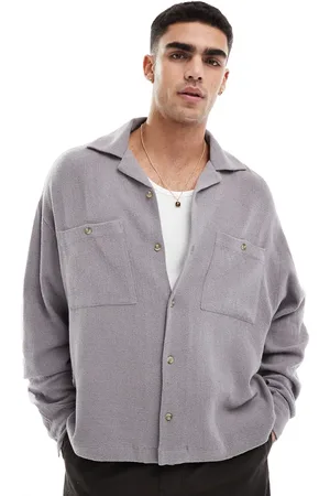 ASOS Grå oversized skjorte med tekstur i firkantet pasform-Lilla