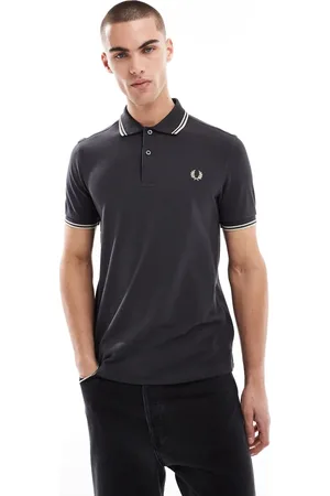 Fred Perry Mørkegrå poloskjorte med dobbeltstriber i kanten