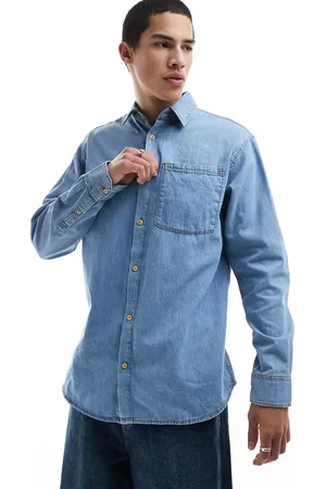 JACK & JONES Lyseblå langærmet skjorte i denim
