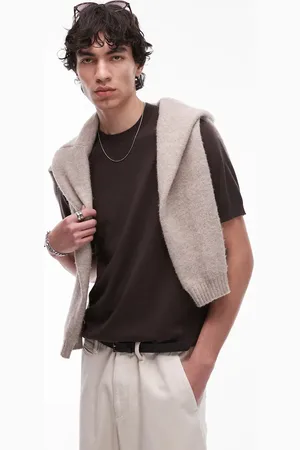 MANGO Mørkebrun oversized T-shirt med sænkede ærmer